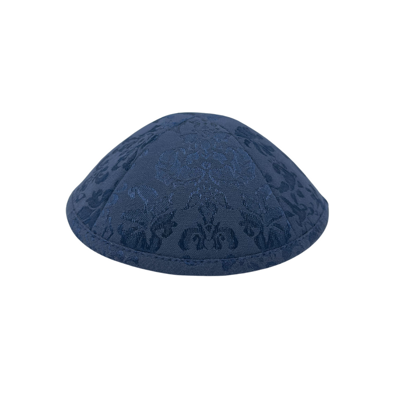 Navy Blue Floral Kippah