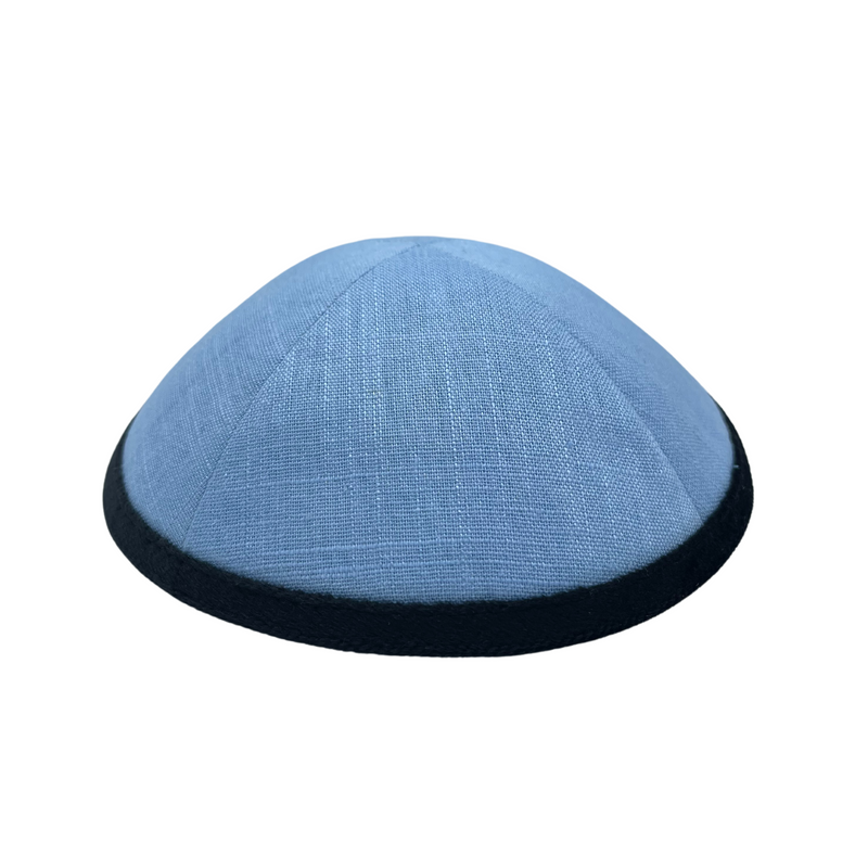 SKY BLUE WITH BLACK TRIM KIPPAH